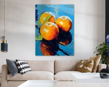 Composition de trois oranges sur Raymond Wijngaard