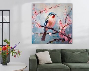 Vogel auf Kirschblütenzweig von vanMuis
