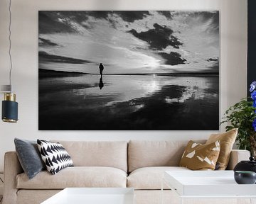 walking on the beach with a sunset