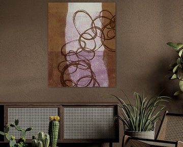 Organische vormen in bruin, terra, paars en lila. van Dina Dankers