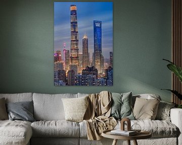 Shanghai in the evening by Sidney van den Boogaard