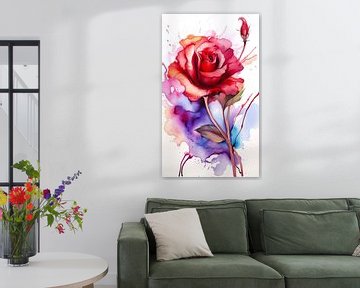 rose aquarelle sur Virgil Quinn - Decorative Arts