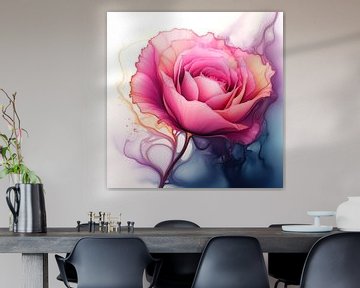 roze roos aquarel van Virgil Quinn - Decorative Arts