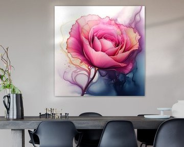 pink rose watercolor by Virgil Quinn - Decorative Arts