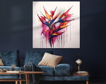 oiseau de proie aquarelle florale sur Virgil Quinn - Decorative Arts