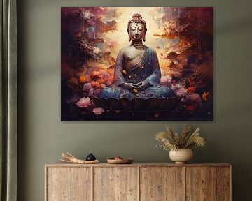 buddha zwischen blumen von Virgil Quinn - Decorative Arts