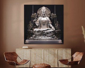 Silberner Buddha von Virgil Quinn - Decorative Arts