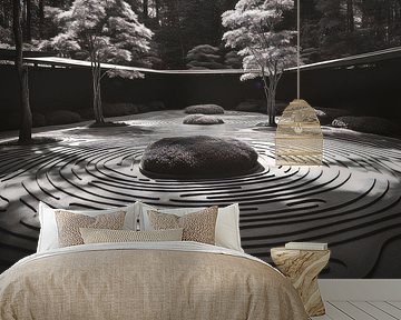 zen garden b&w von Virgil Quinn - Decorative Arts