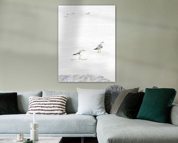 Seagulls on the beach by Sandra Steinke