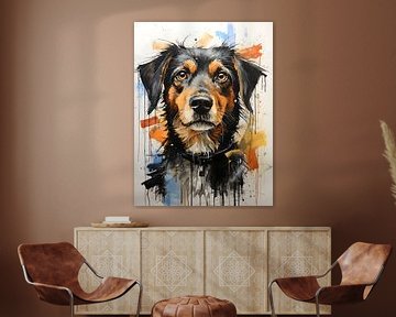 Hond sketch schilderij van PixelPrestige