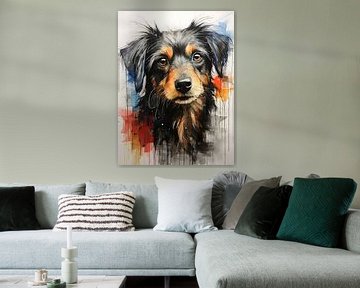 Hond sketch schilderij van PixelPrestige