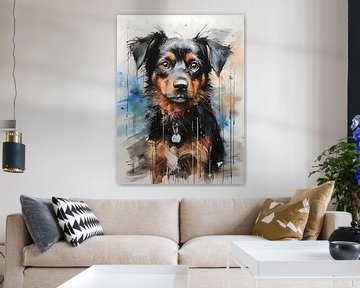 Hond sketch schilderij van PixelPrestige