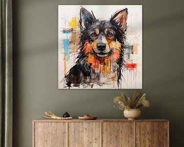 Hond sketch schilderij van PixelPrestige