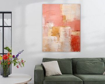 Modern en abstract in roze en goud van Studio Allee