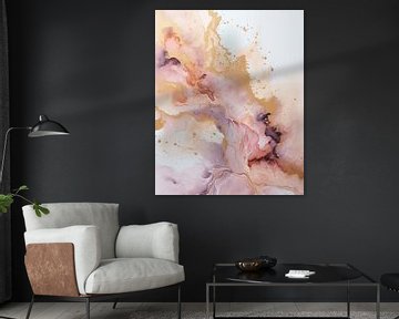 Minimalistisch modern en abstract in roze en goud van Studio Allee