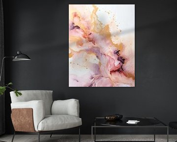 Minimalistisch modern en abstract in roze en goud van Studio Allee
