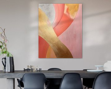 Modern en abstract in roze en goud van Studio Allee