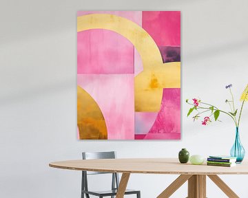 Modern en abstract in roze en goud van Studio Allee