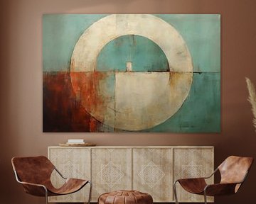 Modern en abstract in groen en rood van Studio Allee