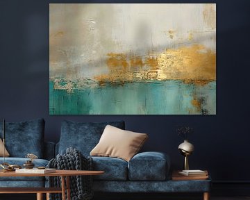 Modern en abstract in groen en goud van Studio Allee