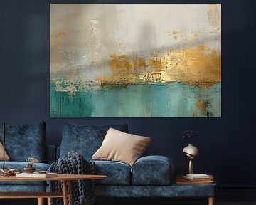 Modern en abstract in groen en goud van Studio Allee