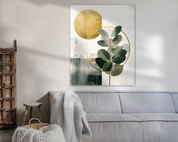 Botanical, modern and abstract in green and gold