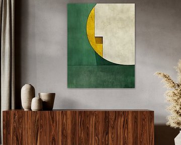 Modern en abstract in groen en goud. van Studio Allee