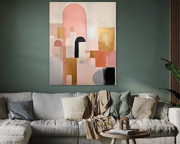 Modern en abstract in roze en goud van Studio Allee