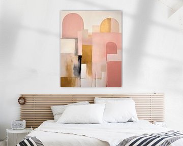 Modern en abstract in roze en goud van Studio Allee