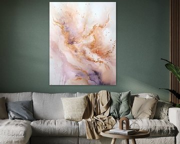 Modern en abstract in roze en goud van Studio Allee