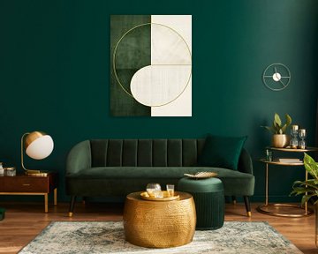 Modern en abstract in groen en goud van Studio Allee