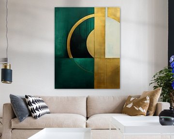 Modern en abstract in groen en goud van Studio Allee