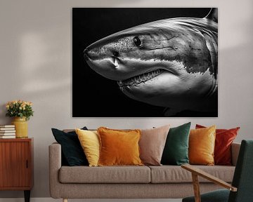 Portrait d'art du requin majestueux sur Eva Lee