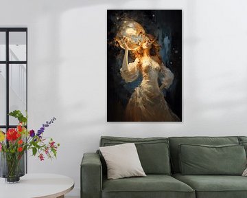 Goddess with golden disco ball