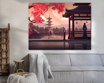 coucher de soleil sakura sur Virgil Quinn - Decorative Arts