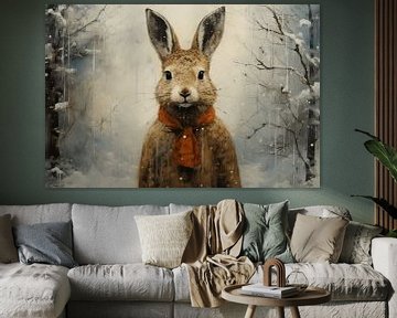 Hare in winter landscape by Carla Van Iersel