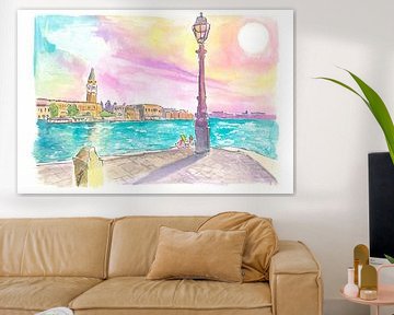 Venezia Punta della Dogana eenzame ochtend met uitzicht op het San Marcoplein van Markus Bleichner