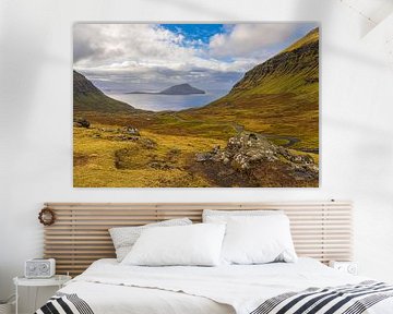 Landschap op het Faeröerse eiland Streymoy van Rico Ködder