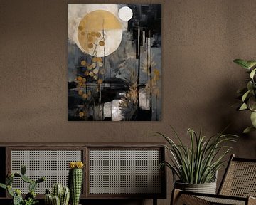 Full Moon, Japandi style Abstract van Jacky