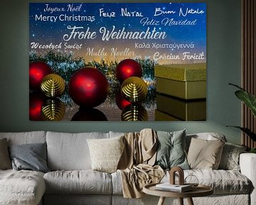 Carte de Noël avec des vœux de Noël en différentes langues sur Udo Herrmann