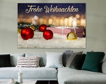 Weihnachtskarte mit Weihnachtsgrüßen und weihnachtlicher Dekor von Udo Herrmann