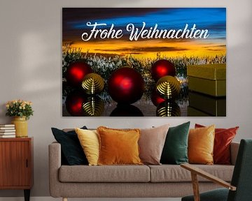 Weihnachtskarte mit Weihnachtsgrüßen und weihnachtlicher Dekor von Udo Herrmann