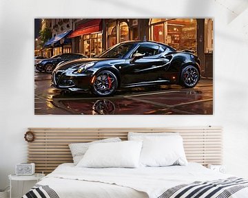 Zwarte Alfa Romeo 4C ergens in Berlijn van DeVerviersBelgium