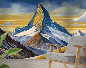 Matterhorn in Art Deco stijl van Kees van den Burg