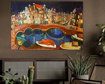 Avond in Amsterdam, Amsterdam by night van Jeroen Quirijns