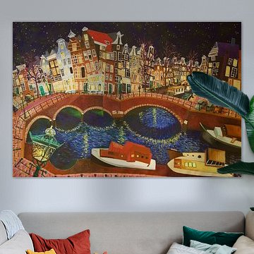Abend in Amsterdam, Amsterdam bei Nacht von Jeroen Quirijns