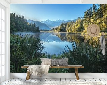 New Zealand Lake Matheson in the Morning Light by Jean Claude Castor