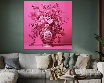 Stilleben mit Blumen in Rosa von Vlindertuin Art