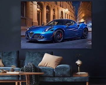 Blauwe Alfa Romeo 4C ergens in Brussel