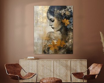Modern portrait with gold accents by Carla Van Iersel